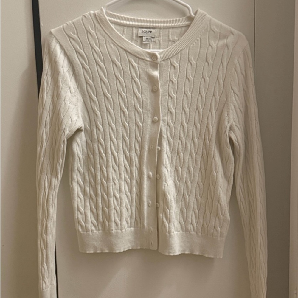 J. Crew Women's Ivory Cable Knit Cardigan